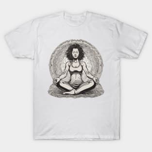 Meditation yoga relax mandala black and white zen design T-Shirt